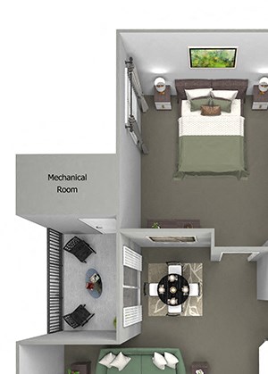 Grand Centennial Floor Plan A1 Eagle's Nest - 1 bedroom 1 bath - 3D Grand Centennial Floor Plan A1 Eagle's Nest - 1 bedroom 1 bath - 3D